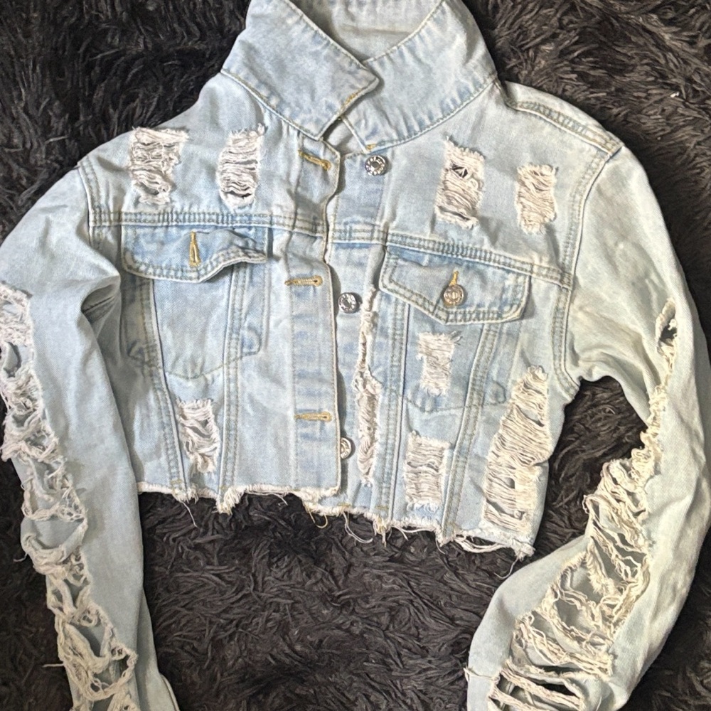 Distressed Light Blue Denim Jacket